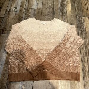 Women's Cable Knit Sweater - Beige and Brown Splendid Size Large NWOT